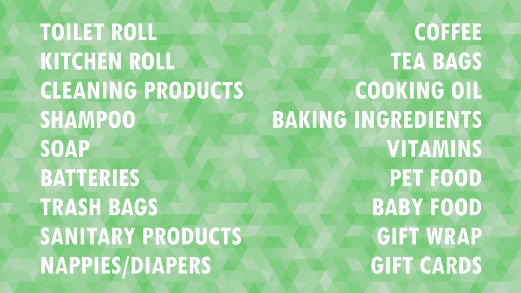 Some of the best items for bulk buying include toilet roll, kitchen roll, cleaning products, shampoo, soap, batteries, trash bags, sanitary products, nappies or diapers, coffee, tea bags, cooking oil, baking ingredients, vitamins, pet food, baby food, gift wrap, and gift cards.